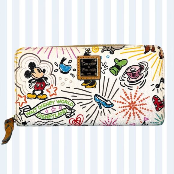 Disney Parks Dooney & Bourke White Sketch Long Wallet - Picture 1 of 16